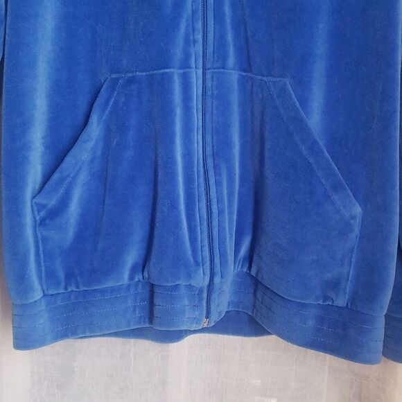 Rebecca Malone Velour Jacket Size S Blue Long Sleeve Front Pockets Zip Up - Picture 5 of 9